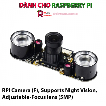 Raspberry Pi Camera (F), Supports Night Vision, Adjustable-Focus Lens (5MP)