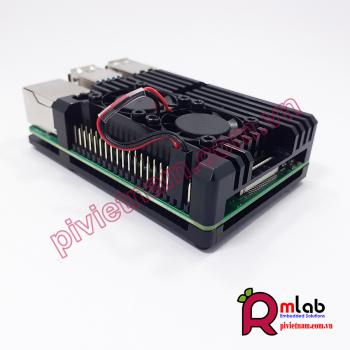 Vỏ hộp nhôm quạt tản nhiệt đôi SP25 dành cho Raspberry Pi 4