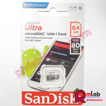 Thẻ nhớ Micro SD 64G class 10 SanDisk Ultra (100MB/s, FULL HD VIDEO)