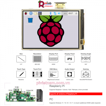 Màn hình LCD 3.5inch HDMI 480x320, IPS Waveshare