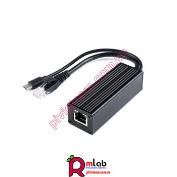 Industrial Gigabit PoE Splitter, Metal Case protection, 5V 2.5A Type-C Out